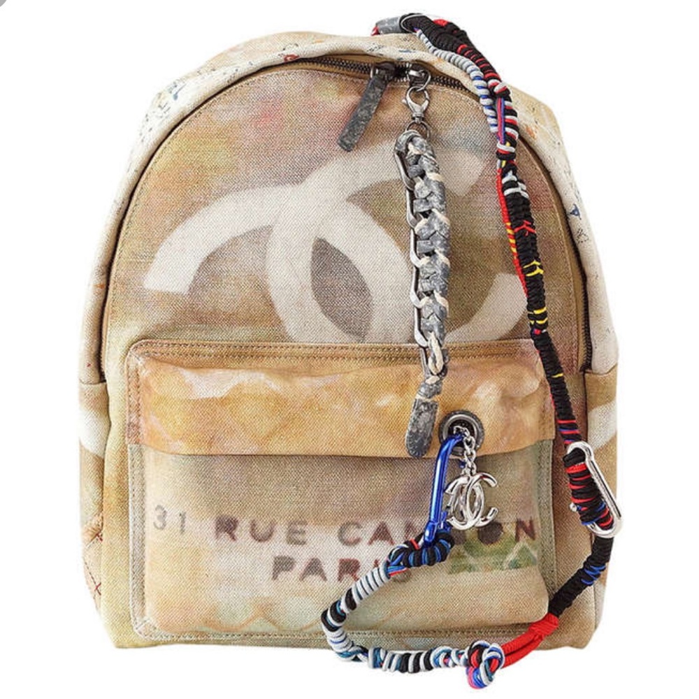Chanel graffiti art school backpack beige